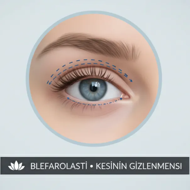 Üst göz kapağı estetiği kesi çizgisi diyagramı